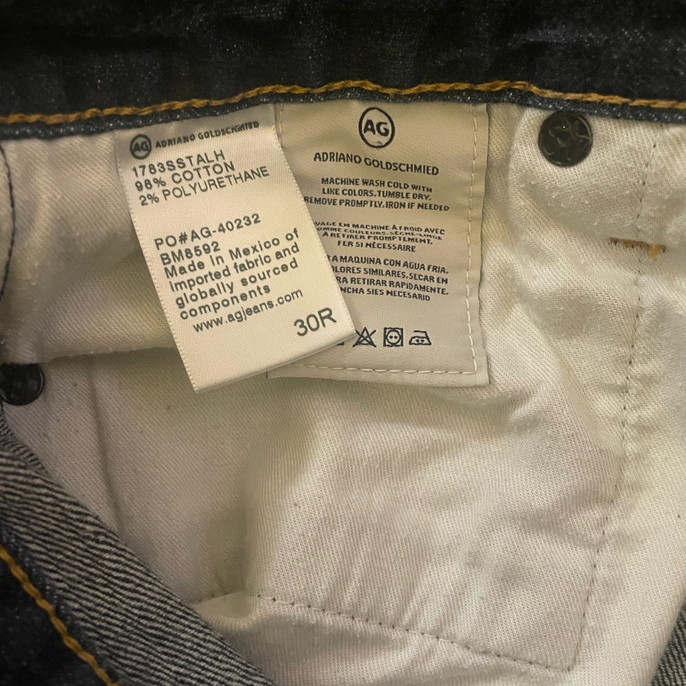Ag Adriano Goldschmied Men Sz:30 Dark Wash Blue Jeans Modern Slim - Picture 8 of 8